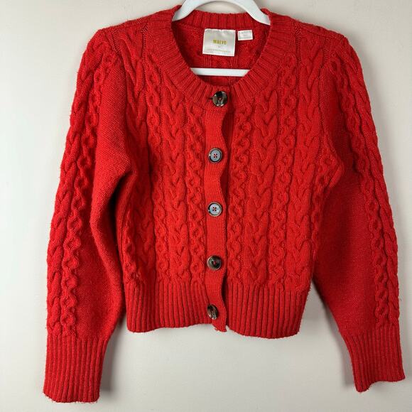 Maeve Anthropologie Chunky Cable Knit Cardigan S Twee Gilmore Coquette Granola - Picture 12 of 12